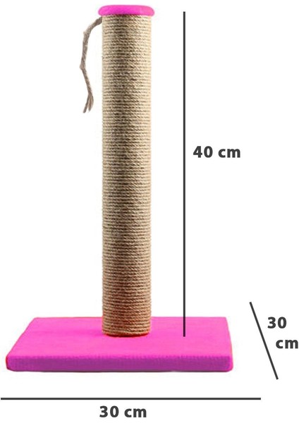 Kedi Tırmalama Tahtası 40 cm ve Kedi Simit Yatağı 50 cm Çap Polar 2' Li Set Pembe-Açık Pembe