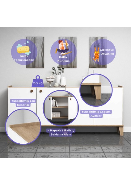 Sümer Konsol Modern Görünüm Sepet Beyaz