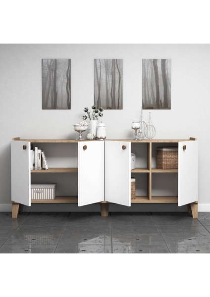 Sümer Konsol Modern Görünüm Sepet Beyaz