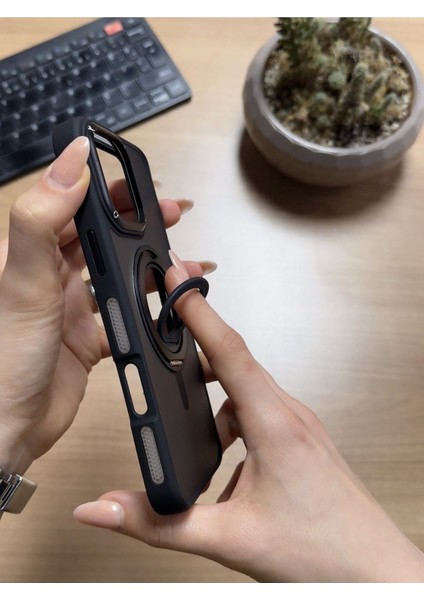iPhone 16 Pro Standlı ve Yüzüklü Magsafe Kılıf SOOCASE721