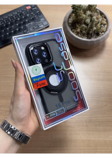 iPhone 16 Pro Standlı ve Yüzüklü Magsafe Kılıf SOOCASE721