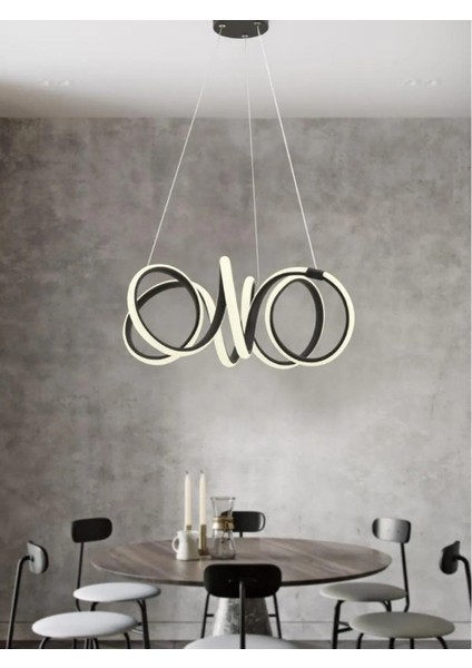 Dojo Siyah Ledli Modern Beyaz Power LED Avize