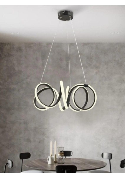 Dojo Siyah Ledli Modern Beyaz Power LED Avize