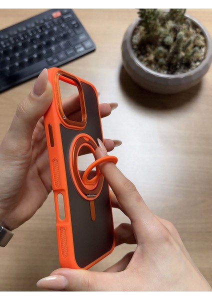 iPhone 16 Pro Standlı ve Yüzüklü Magsafe Kılıf SOOCASE721