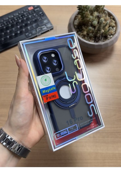 iPhone 16 Pro Standlı ve Yüzüklü Magsafe Kılıf SOOCASE721
