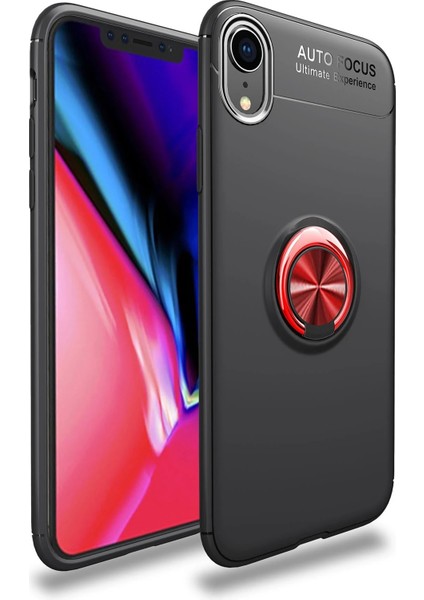 Iphone Xr Kılıf Range Yüzüklü Silikon - Siyah-Kırmızı Bstmy