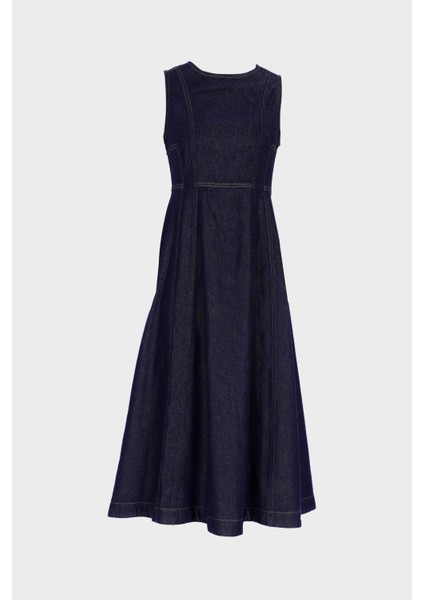 Koyu Mavi Kolsuz Kuplu Maxi Jean Elbise C 4676-068 fiyatları