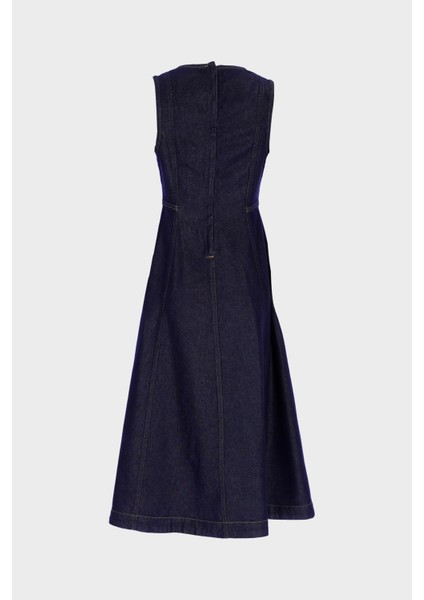 Koyu Mavi Kolsuz Kuplu Maxi Jean Elbise C 4676-068 modelleri