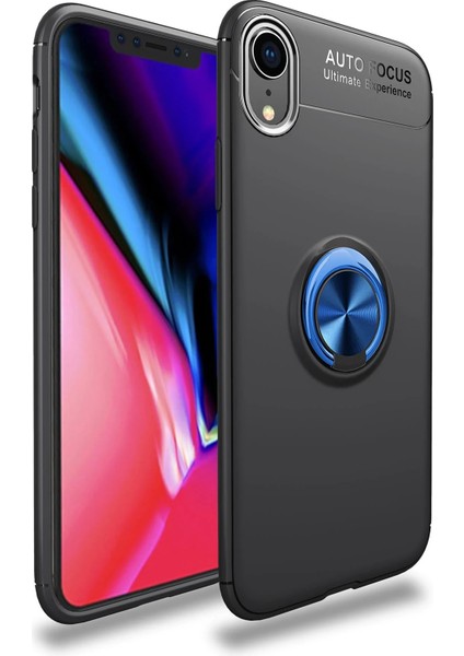 Iphone Xr Kılıf Range Yüzüklü Silikon - Siyah-Mavi Bstmy