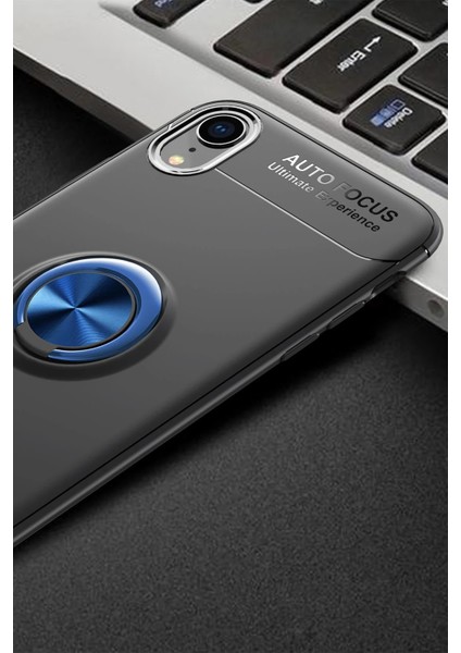 Iphone Xr Kılıf Range Yüzüklü Silikon - Siyah-Mavi Bstmy
