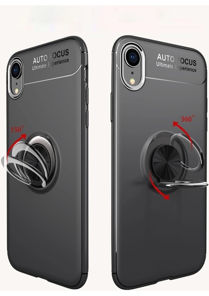 Iphone Xr Kılıf Range Yüzüklü Silikon - Siyah-Mavi Bstmy