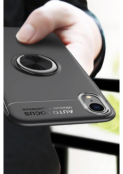 Iphone Xr Kılıf Range Yüzüklü Silikon - Siyah-Mavi Bstmy