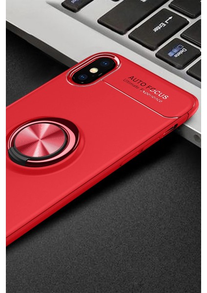 Iphone Xs Kılıf Range Yüzüklü Silikon - Kırmızı Bstmy