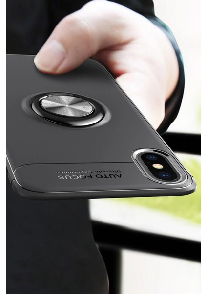 Iphone Xs Kılıf Range Yüzüklü Silikon - Kırmızı Bstmy