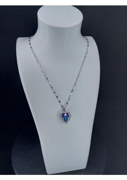 Mavi Zirkon Taşlı Kalp Kolye fiyatları