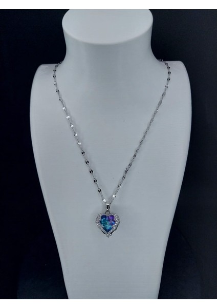 Mavi Zirkon Taşlı Kalp Kolye indirimleri