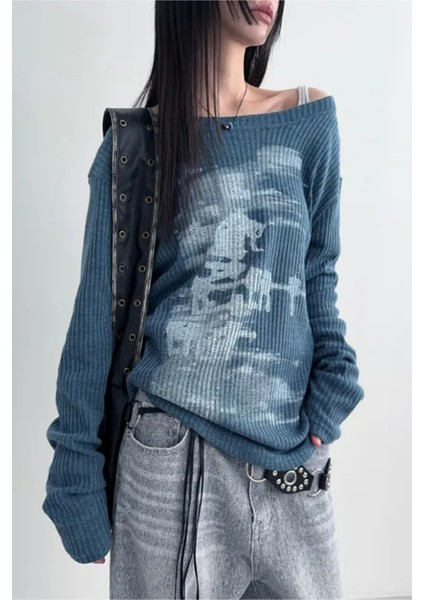 Indigo Vintage Lost Omuz Dekolteli Sweatshirt fiyatları