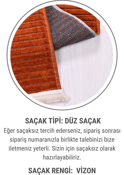 Lidya Kiremit Pamuk Dokuma Yumuşak Halı | Kaymaz Tabanlı, Yıkanabilen Modern Tasarımlı Kilim