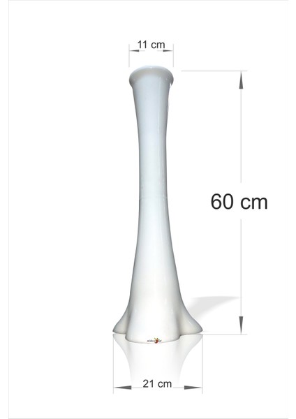 Uzun 60 cm Düz Beyaz Kırılmaz Dengeli Sert Plastik Kuru Çiçek Dal Masa Sehpa Köşe Şömine Vazo Vazosu