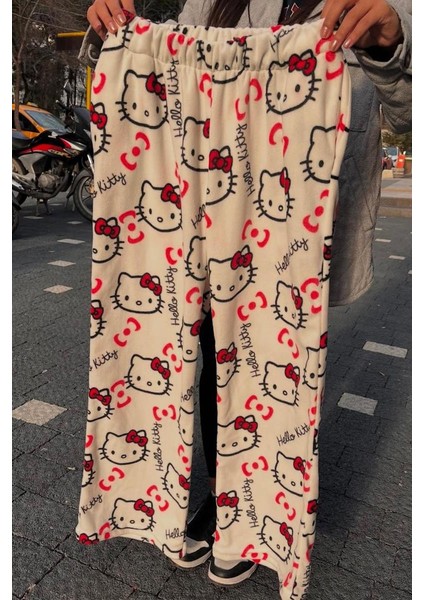 Beyaz Hello Kitty Collage Peluş Eşofman