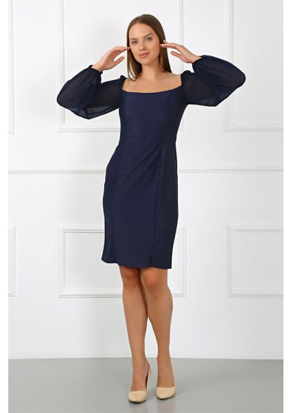 Kadın Giyim Abiye Moda Simli Şifon Kollu Elbise 2713 fiyatları