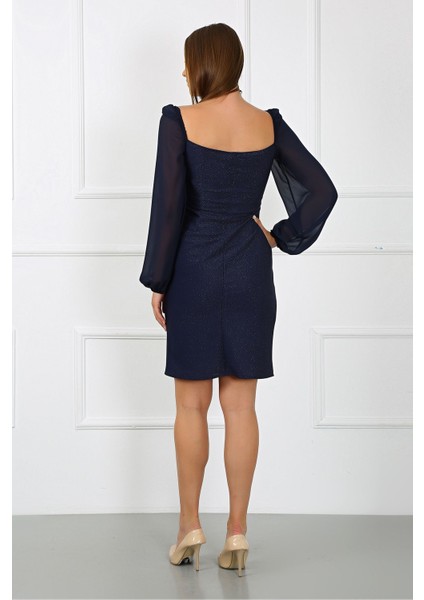 Kadın Giyim Abiye Moda Simli Şifon Kollu Elbise 2713 fırsatları