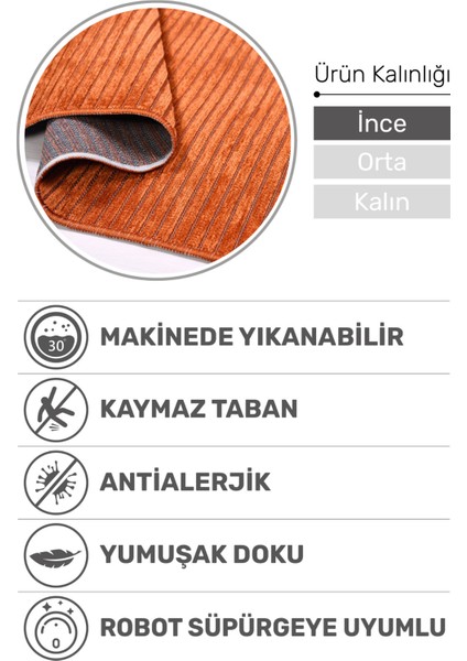 Lidya Kiremit Pamuk Dokuma Yumuşak Halı | Kaymaz Tabanlı, Yıkanabilen Modern Tasarımlı Kilim
