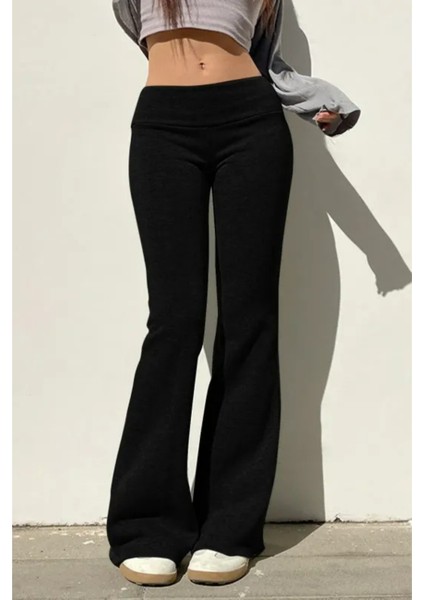 Siyah Slim Fit Ispanyol Paça Eşofman