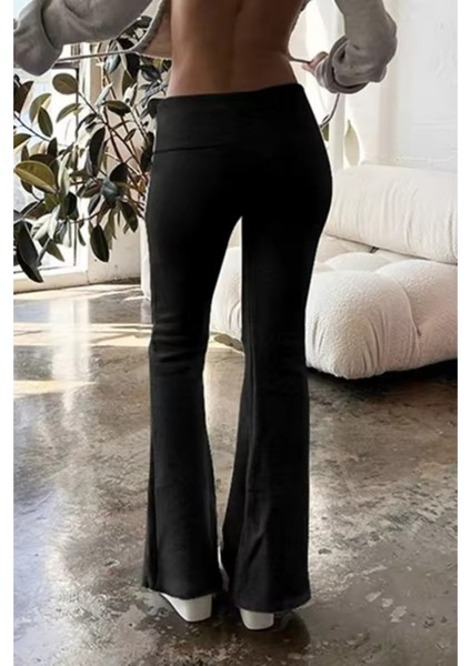 Siyah Slim Fit Ispanyol Paça Eşofman