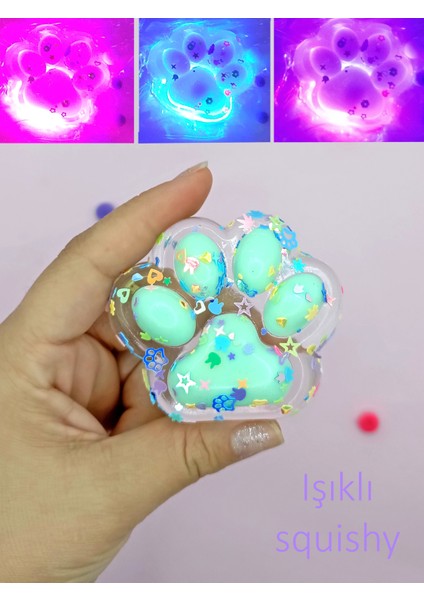 Işıklı Şeffaf Pati Squishy Taba Sukuşi Pullu Yumuşacık 6 cm Pati Sukuşi - Yeşil