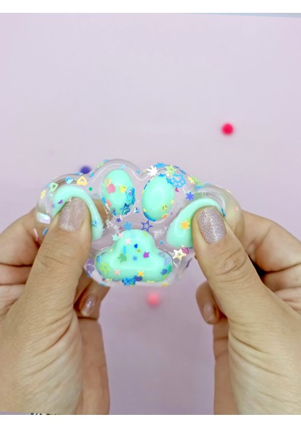 Işıklı Şeffaf Pati Squishy Taba Sukuşi Pullu Yumuşacık 6 cm Pati Sukuşi - Yeşil