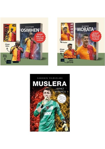 Sahanın Yıldızları: Muslera - Victor Osimhen - Biblo ve Poster Hediyeli! - Alvaro Morata - Ahşap Biblo ve Poster Hediyeli!