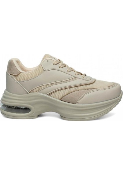 Drk Bej Fileli Kadın Sneaker Spor Ayakkabı