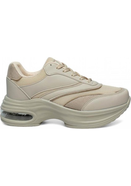 Drk Bej Fileli Kadın Sneaker Spor Ayakkabı