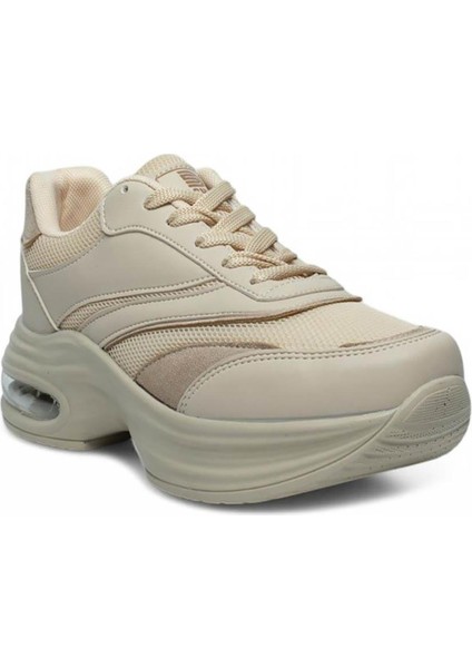 Drk Bej Fileli Kadın Sneaker Spor Ayakkabı