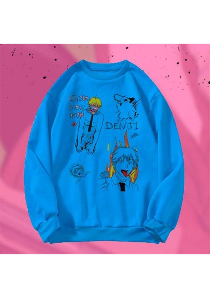 Anime Chainsaw Man : Denji - New Pochita Flowers (Unisex) Uzun Kollu