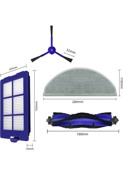Robovac X8 Robot Süpürge Için Filtre Fırçası Mop Pedleri (Yurt Dışından)