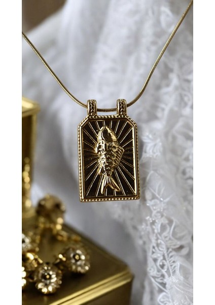 Vintage Çelik Balık Kolye