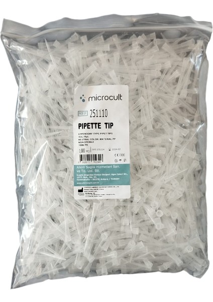 Beyaz Pipet Ucu 10 Μl - 1.000 Adet