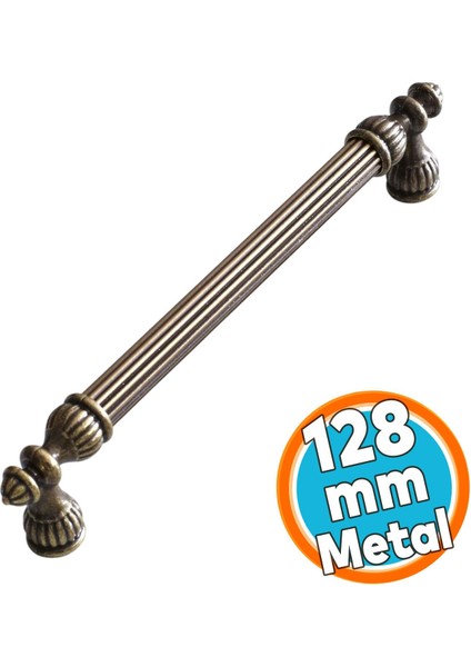 Metal Metal Mobilya Mutfak Çekmece Dolap Dolabı Kulpu Kulbu Kulpları 128 mm Eskitme Antik Sarı