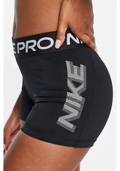 Pro Training Dri Fit Graphic 3 Inch Booty Shorts Kadın 8cm Antrenman Şortu Siyah