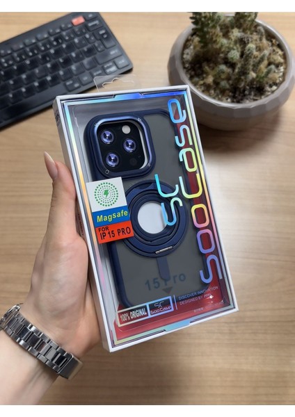 iPhone 15 Pro Standlı ve Yüzüklü Magsafe Kılıf
