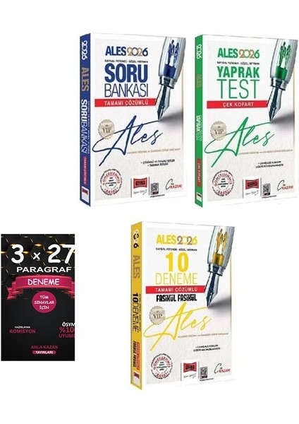 Yargı 2026 Ales Vıp Soru Bankası + Yaprak Test + 10 Deneme 3 Lü Set+Anlakazan Paragraf