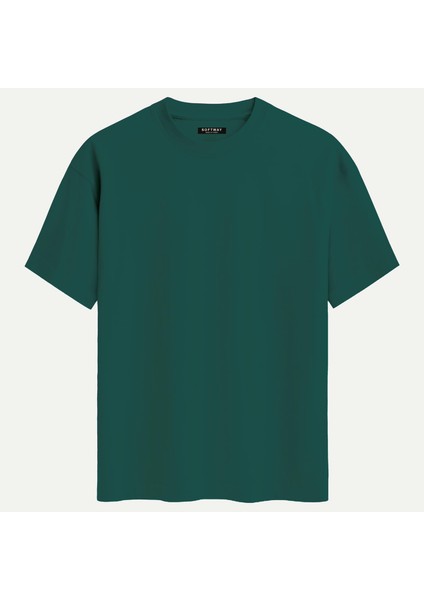 Unisex Bisiklet Yaka %100 Organik Pamuklu Kalın Dokulu Earth Baskılı Oversize T-Shirt - Koyu Yeşil fiyatları