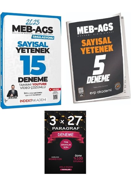 Indeks + Evp 2025 Meb-Ags Sayısal Yetenek 15+5 Deneme 2 Li Set+Anla Kazan Paragraf