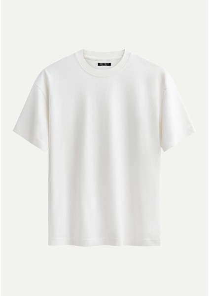Unisex Bisiklet Yaka %100 Organik Pamuklu Kalın Dokulu Jerry Baskılı Oversize T-Shirt - Ekru fiyatları