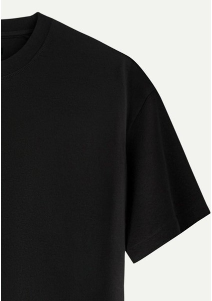 Unisex Bisiklet Yaka %100 Organik Pamuklu Kalın Dokulu Toyota Supra Mk4 Baskılı Oversize T-Shirt - Siyah