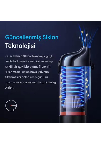 A5 Kablosuz El Süpürgesi – 16000PA Güçlü Emiş, 130W Motor, 30DK Batarya, Type-C Şarjlı Araç Ev Ofis Temizlik Hafif