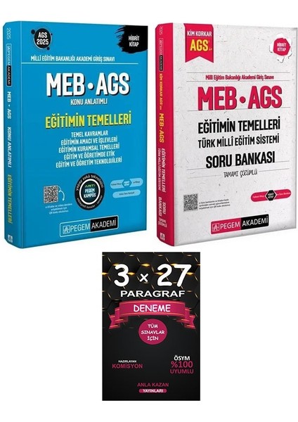 Pegem 2025 Meb-Ags Eğitimin Temelleri Konu + Soru Bankası 2 Li Set+Anlakazan Paragraf
