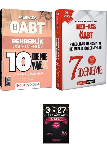 Pegem + Indeks 2025 Öabt Meb-Ags Psikolojik Danışma ve Rehberlik 7+10 Deneme 2 Li Set+Anlakazan Paragraf